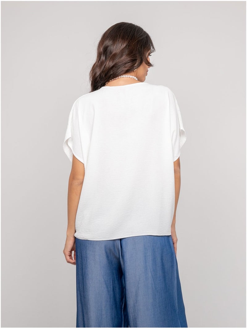 Top con botones y lazo FEYA Blanco - Kiabi
