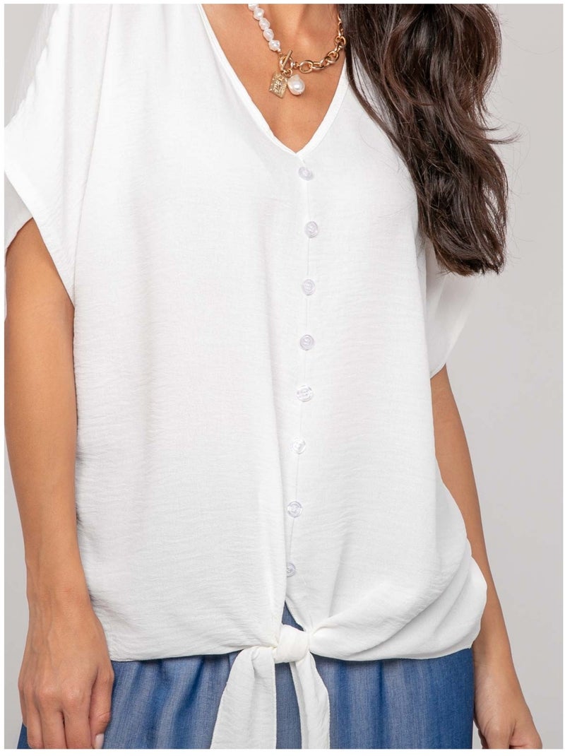 Top con botones y lazo FEYA Blanco - Kiabi