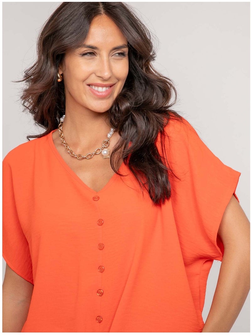 Top con botones y lazo FEYA Naranja - Kiabi