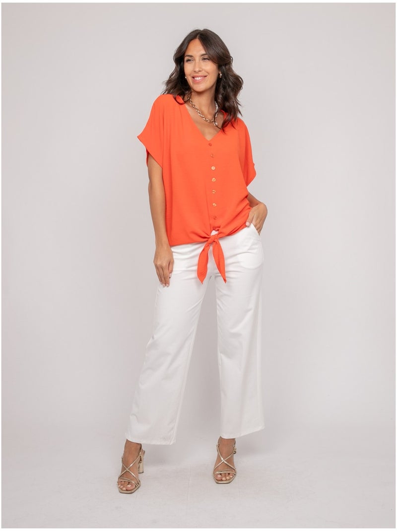 Top con botones y lazo FEYA Naranja - Kiabi