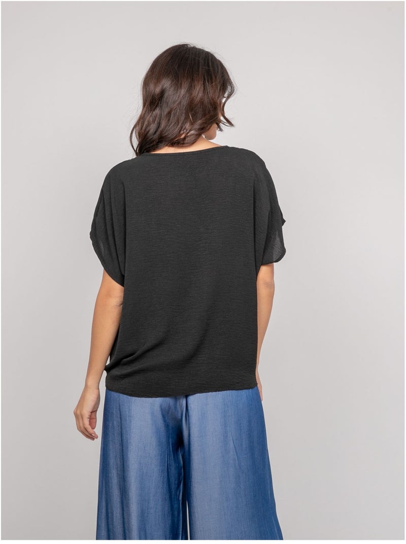 Top con botones y lazo FEYA Negro - Kiabi