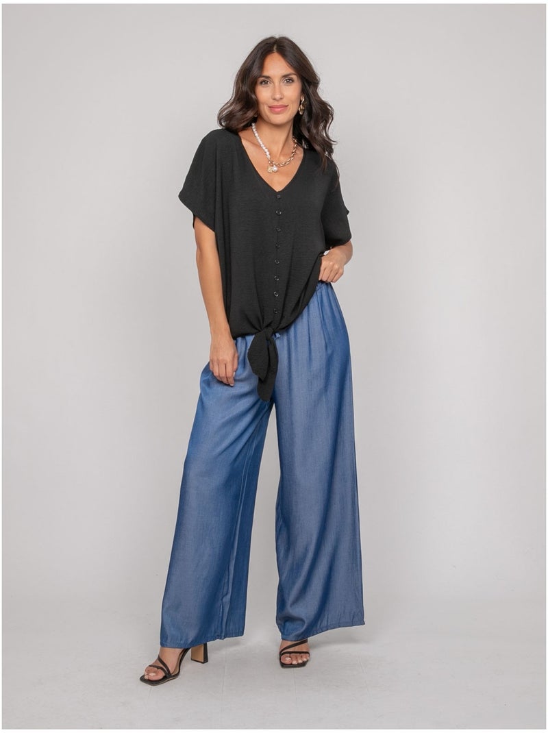 Top con botones y lazo FEYA Negro - Kiabi
