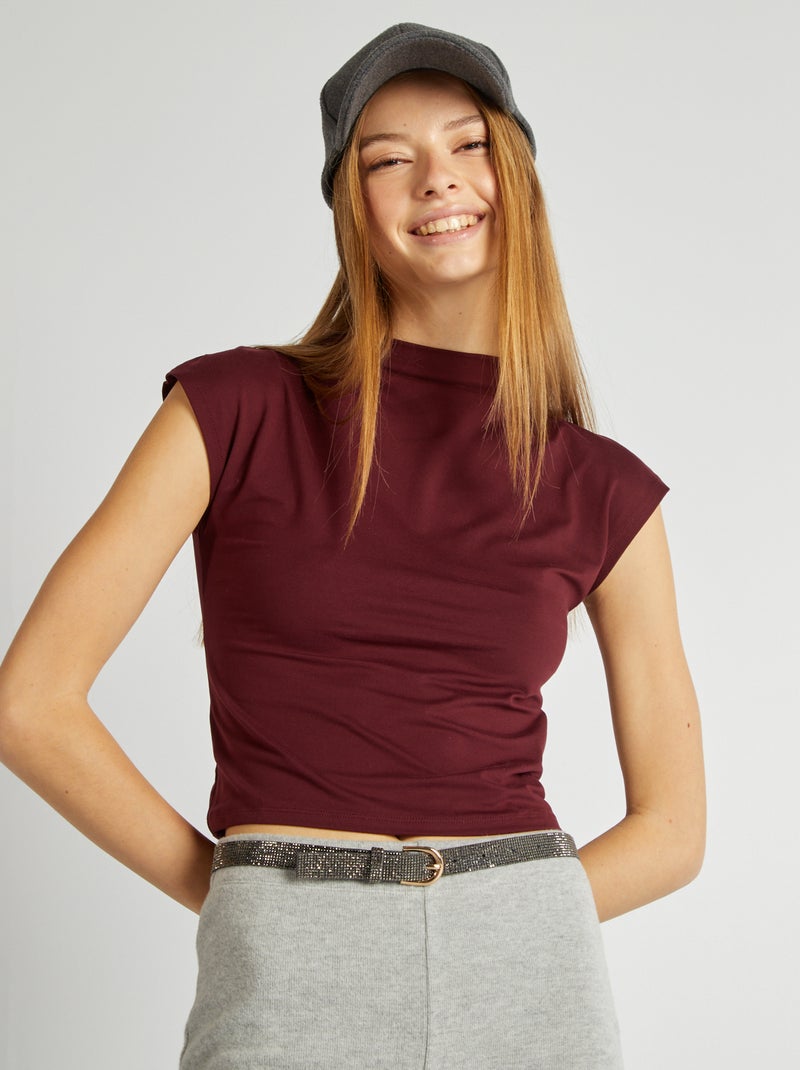 Top con cuello alto espalda abierta rojo - Kiabi