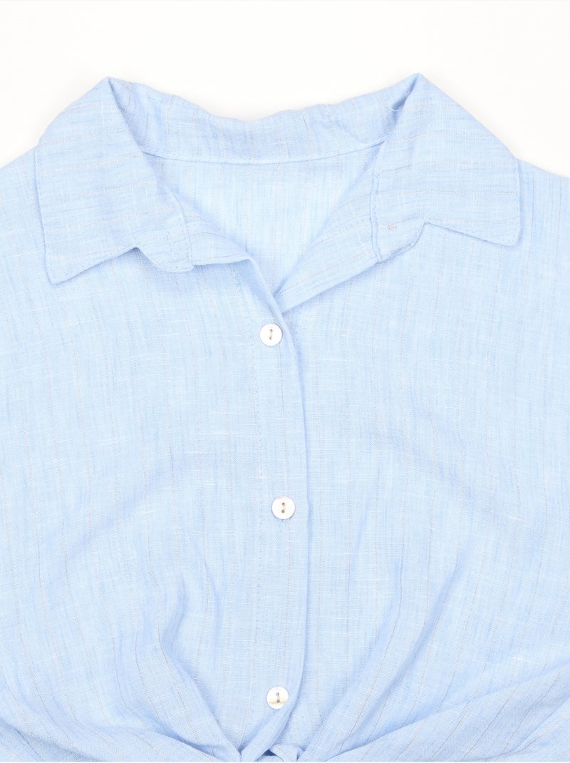 Top con cuello de camisa - Kids Star Azul - Kiabi
