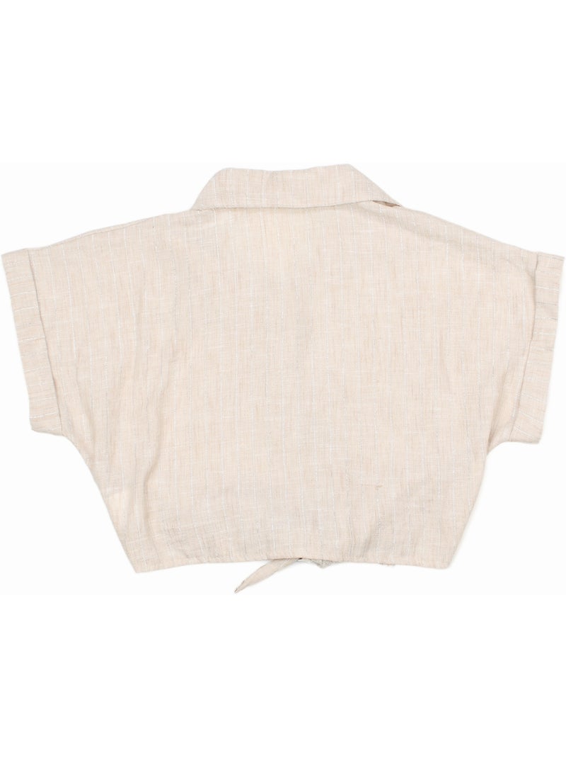 Top con cuello de camisa - Kids Star Beige - Kiabi