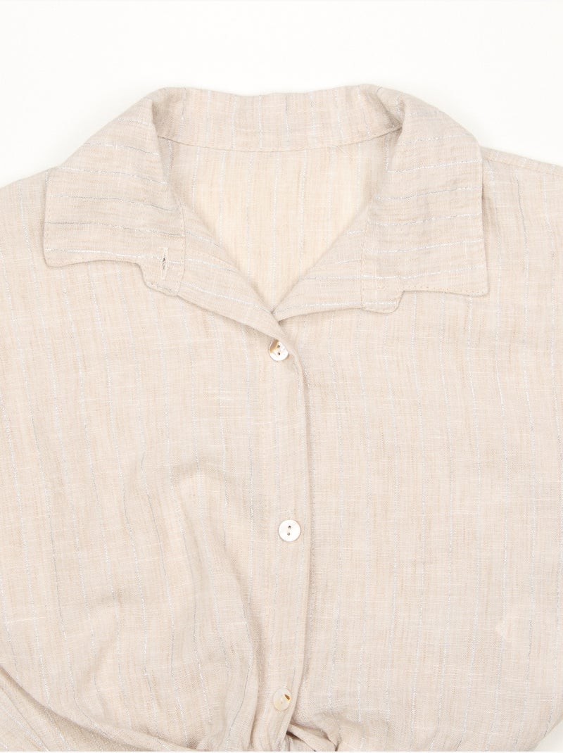 Top con cuello de camisa - Kids Star Beige - Kiabi