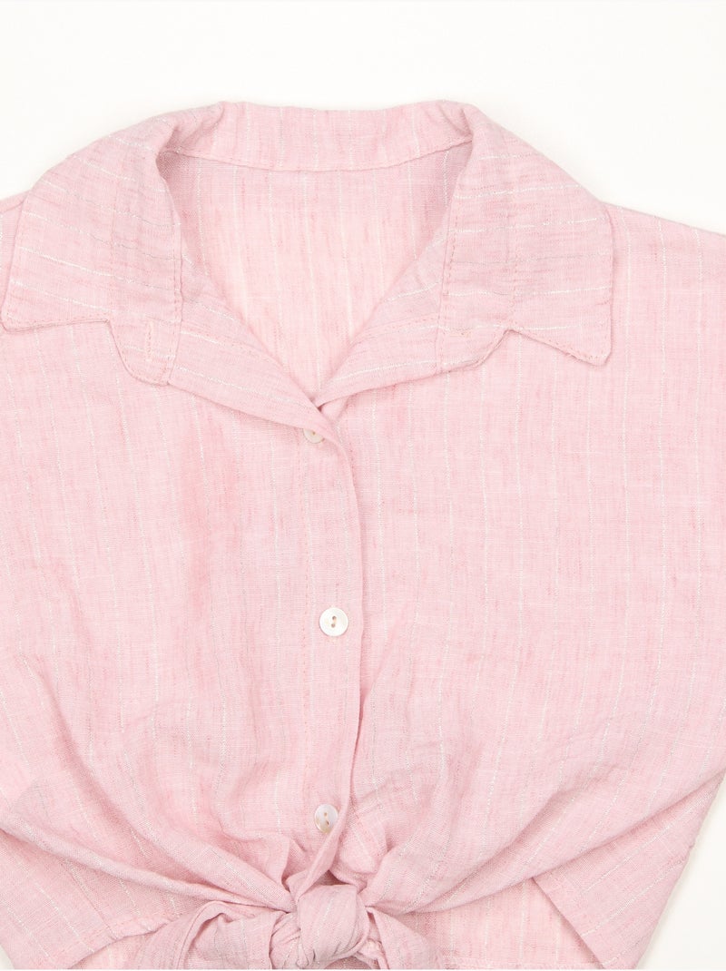 Top con cuello de camisa - Kids Star Rosa - Kiabi