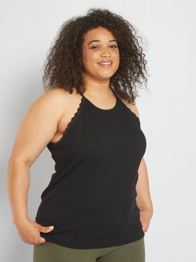 Top con sisa americana Negro - Kiabi