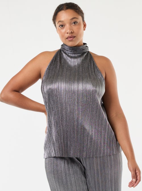 Top con sisas americanas de punto plisado - Kiabi