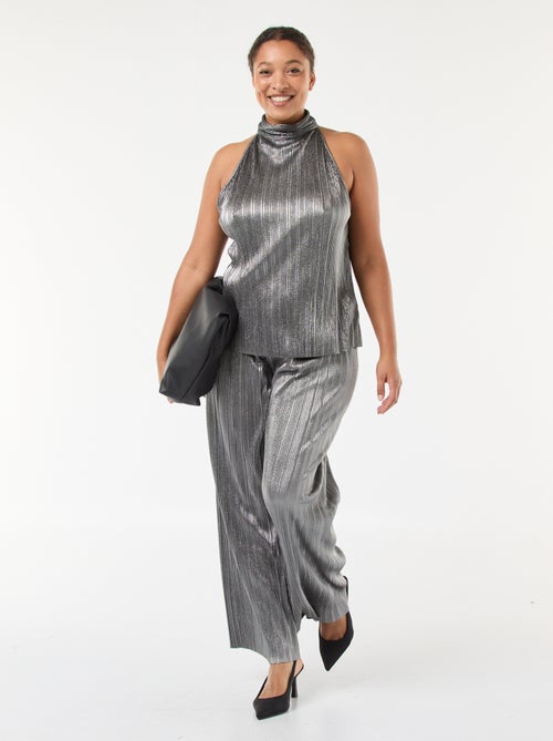 Top con sisas americanas de punto plisado - Kiabi