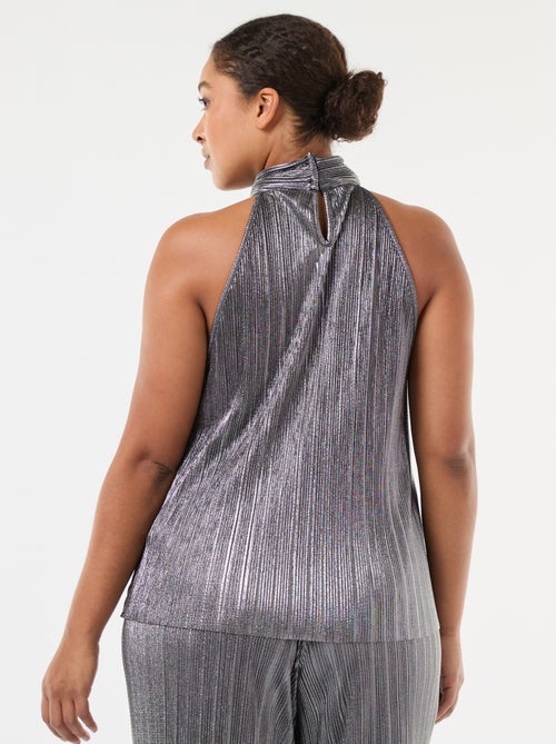 Top con sisas americanas de punto plisado - Kiabi