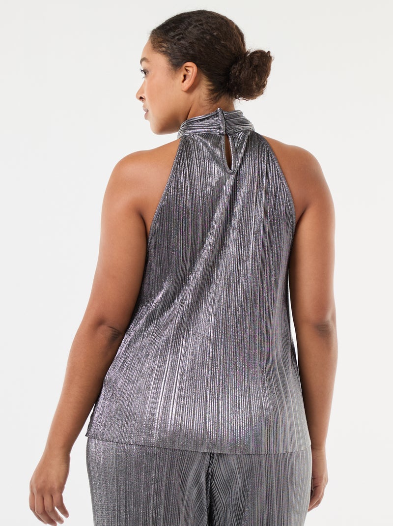 Top con sisas americanas de punto plisado Gris - Kiabi