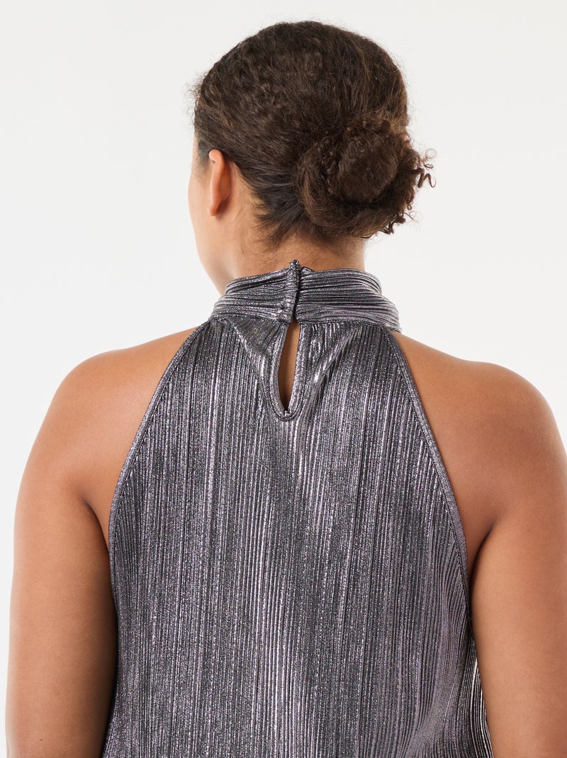 Top con sisas americanas de punto plisado Gris - Kiabi