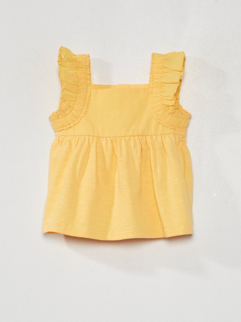 Top con tirantes con volantes cuello cuadrado AMARILLO - Kiabi