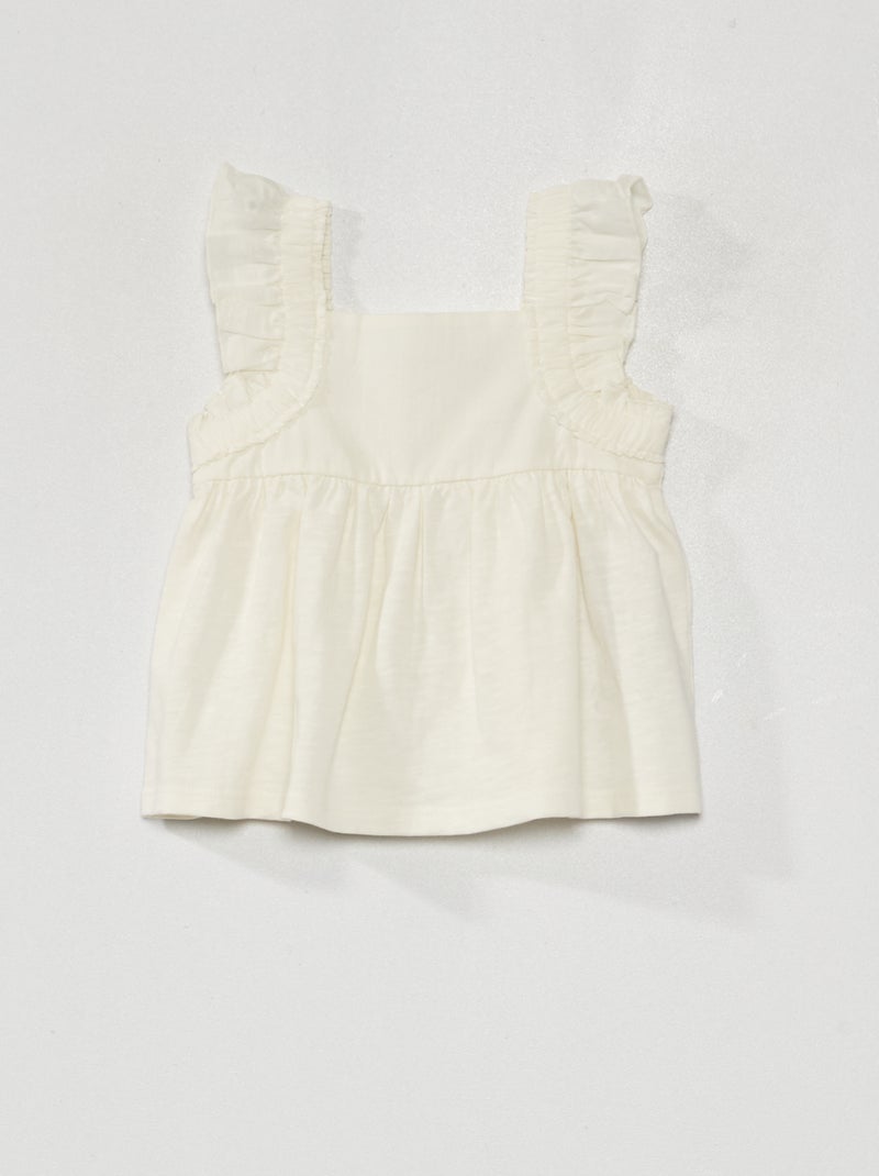 Top con tirantes con volantes cuello cuadrado BLANCO - Kiabi