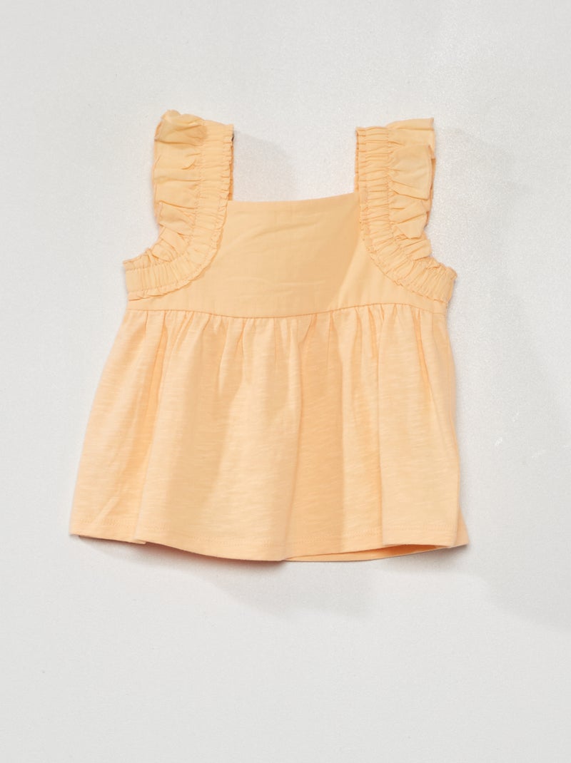 Top con tirantes con volantes cuello cuadrado NARANJA - Kiabi