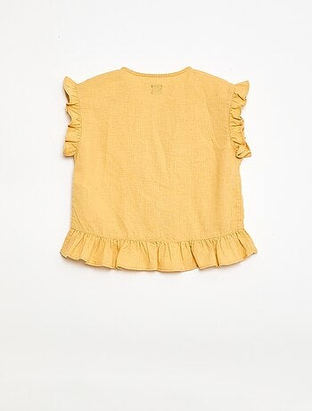 Top con volantes en mezcla de lino