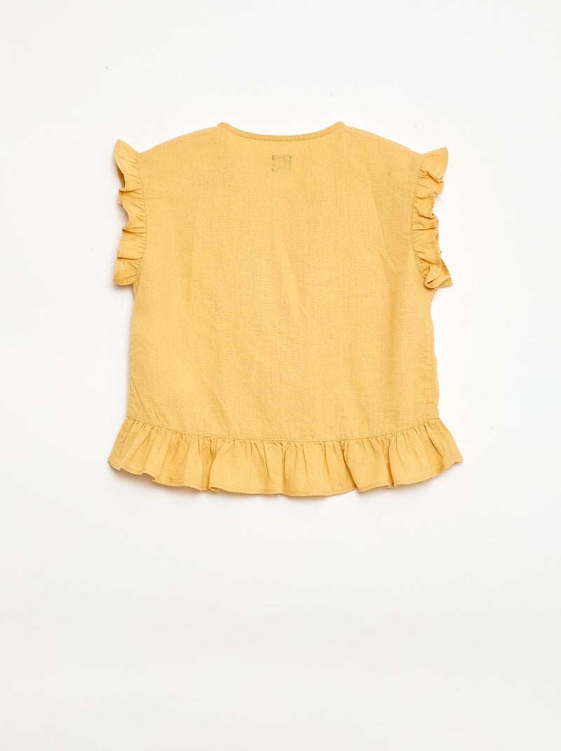 Top con volantes en mezcla de lino Beige - Kiabi