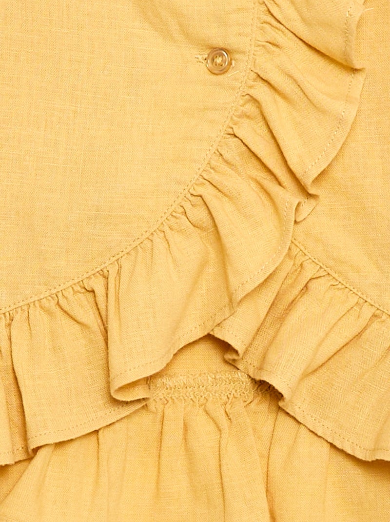 Top con volantes en mezcla de lino Beige - Kiabi
