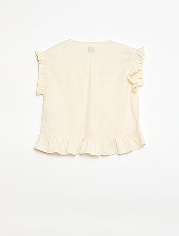 Top con volantes en mezcla de lino