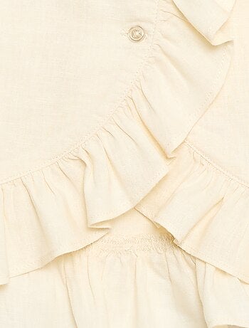 Top con volantes en mezcla de lino