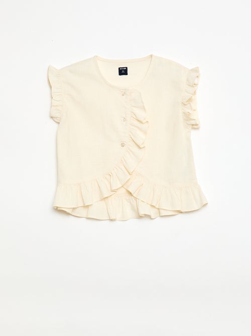 Top con volantes en mezcla de lino - Kiabi Top con volantes en mezcla de lino - Kiabi