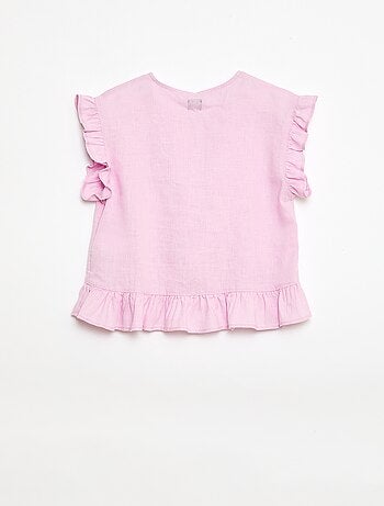 Top con volantes en mezcla de lino