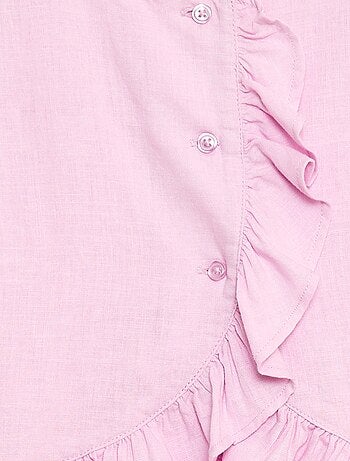 Top con volantes en mezcla de lino