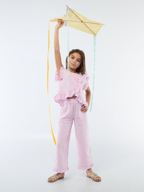 Top con volantes en mezcla de lino - Kiabi Top con volantes en mezcla de lino - Kiabi