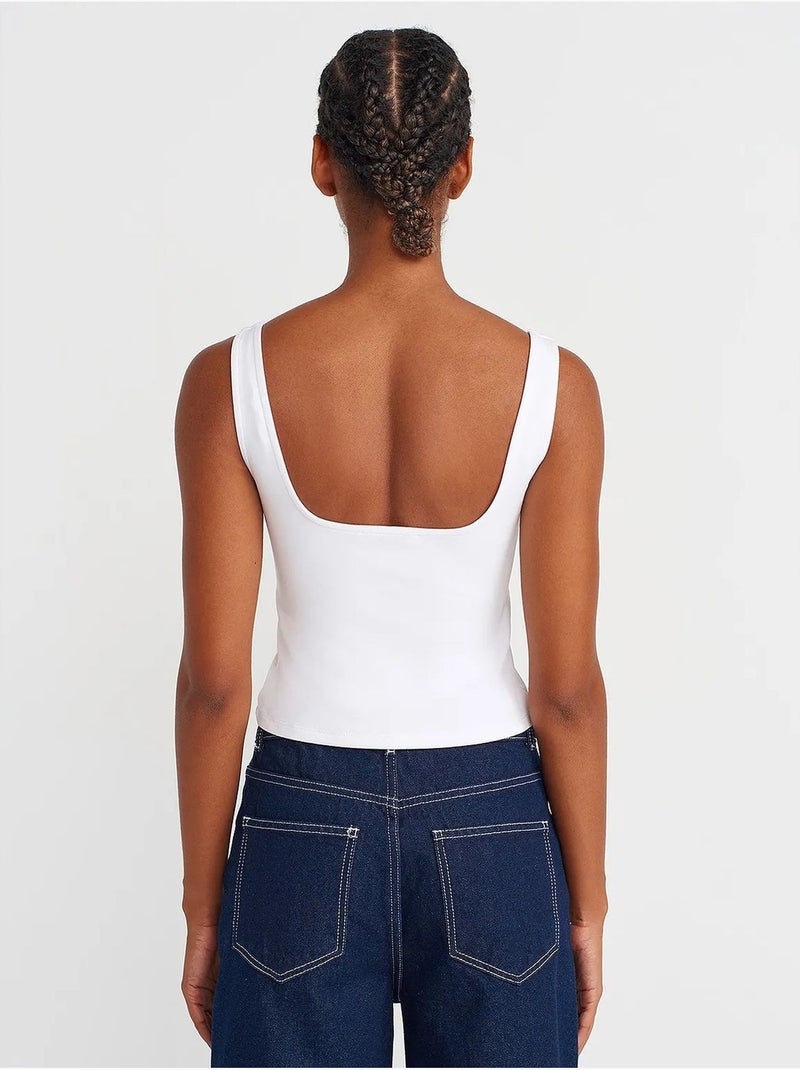 Top corsé cropped de mujer con escote cuadrado dilvin Blanco - Kiabi