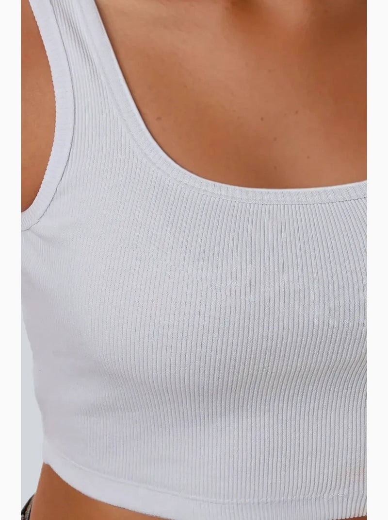 Top corto ajustado con cuello redondo hiccup Blanco - Kiabi