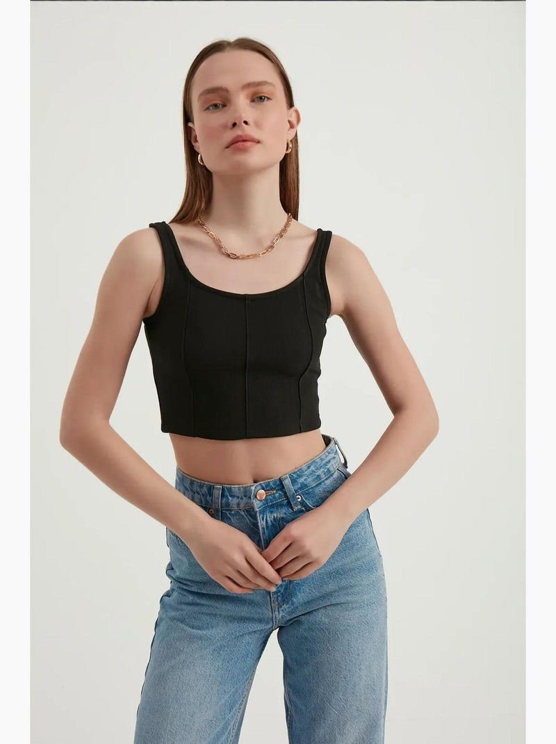 Top corto básico sin mangas con cuello redondo hiccup Negro - Kiabi