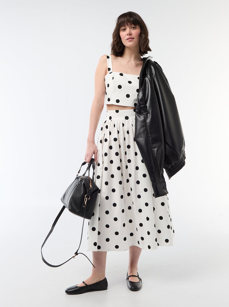 Top corto con estampado de lunares Blanco - Kiabi