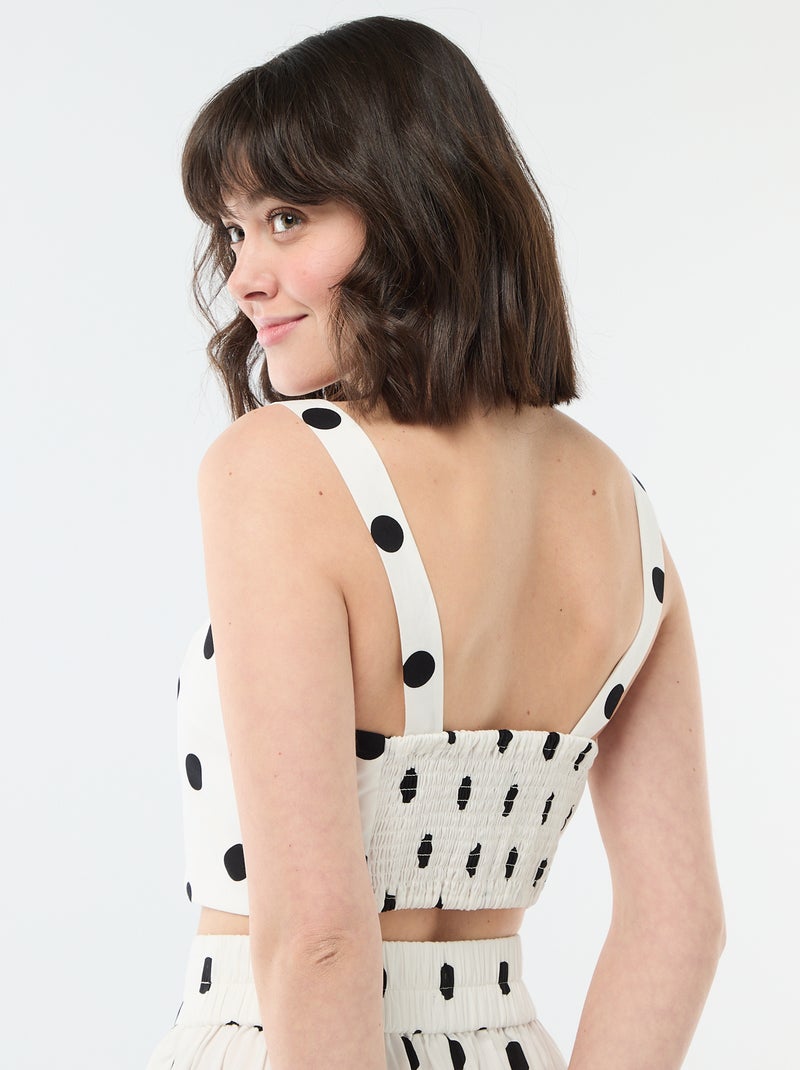 Top corto con estampado de lunares Blanco - Kiabi