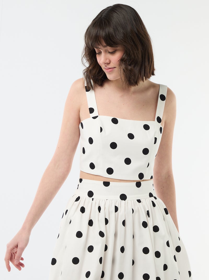 Top corto con estampado de lunares Blanco - Kiabi
