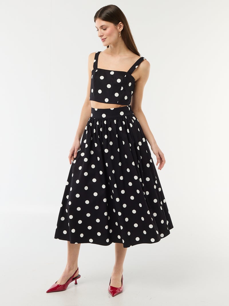 Top corto con estampado de lunares Negro - Kiabi