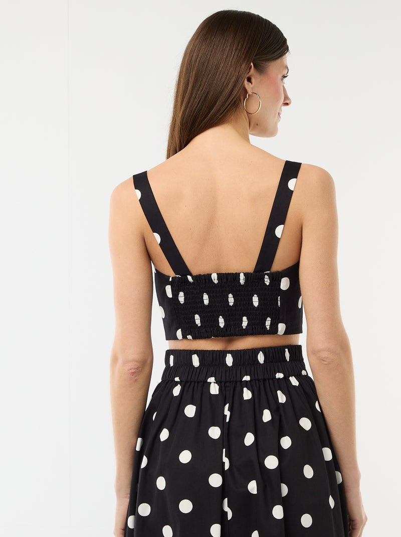 Top corto con estampado de lunares Negro - Kiabi