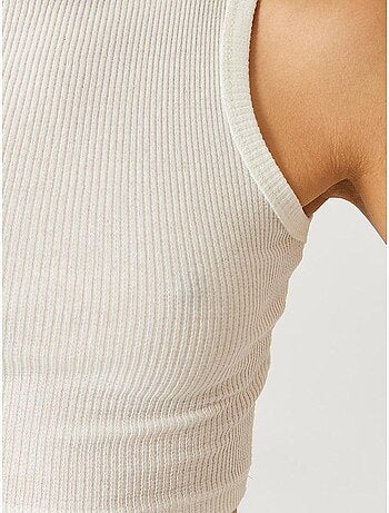 Top corto de algodón acanalado con cuello halter lucci