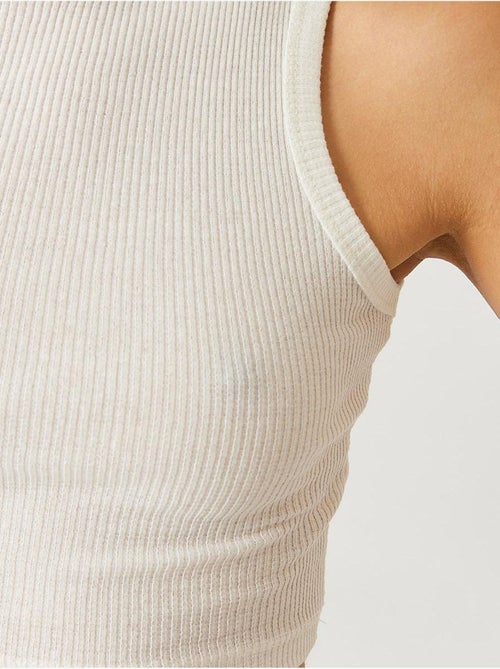 Top corto de algodón acanalado con cuello halter lucci - Kiabi Top corto de algodón acanalado con cuello halter lucci - Kiabi