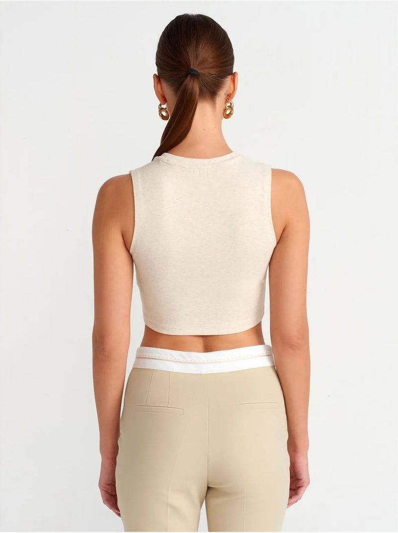 Top corto de algodón acanalado dilvin Beige natural - Kiabi