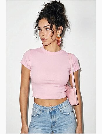 Top corto de mujer slim fit de algodón y lycra lucci