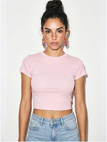 Top corto de mujer slim fit de algodón y lycra lucci
