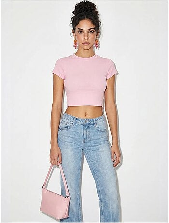 Top corto de mujer slim fit de algodón y lycra lucci