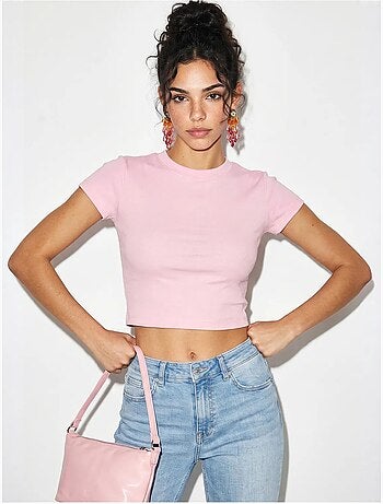 Top corto de mujer slim fit de algodón y lycra lucci