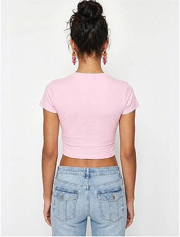 Top corto de mujer slim fit de algodón y lycra lucci