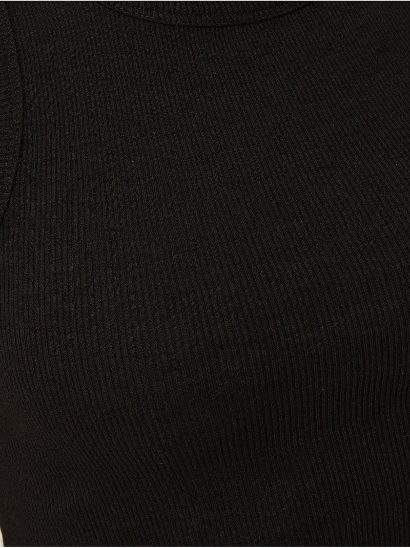 Top corto de punto acanalado sin mangas con cuello redondo hiccup Negro - Kiabi