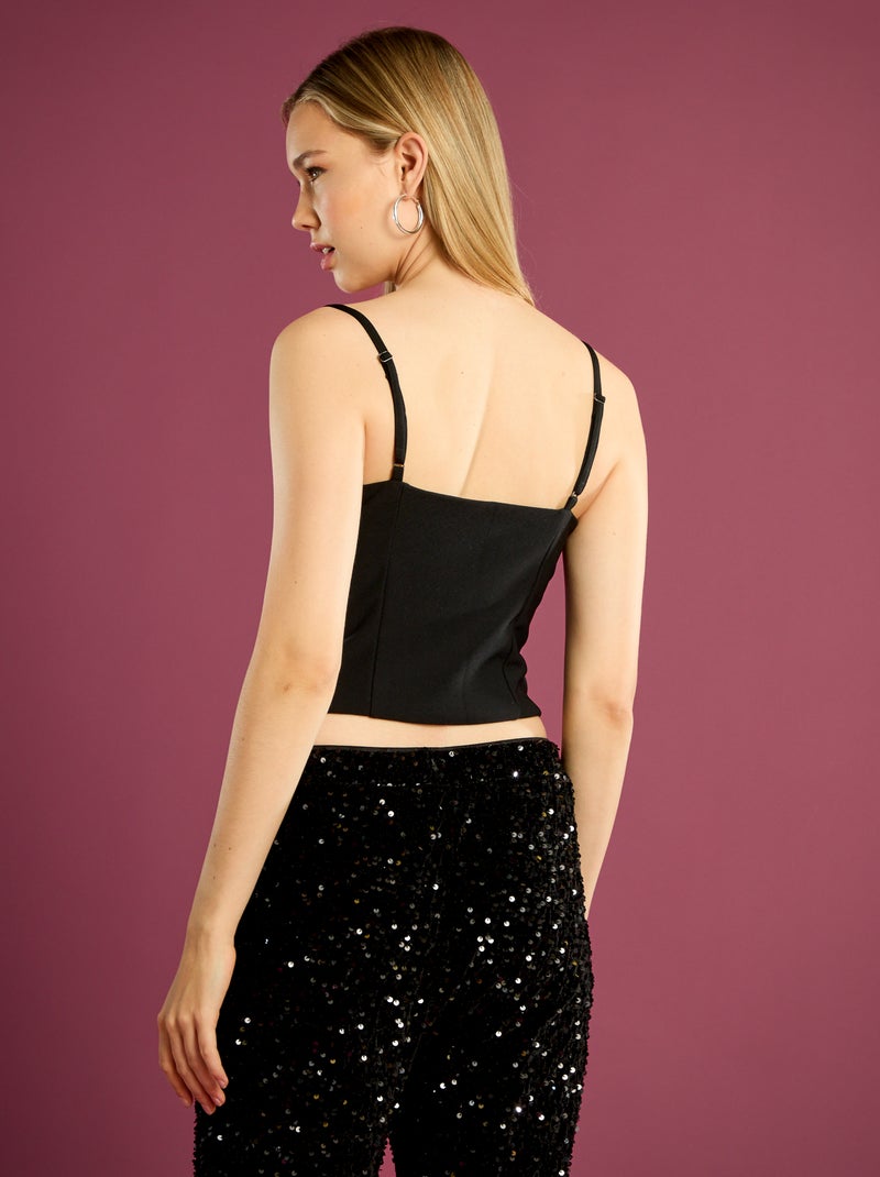 Top corto estilo corsé Negro - Kiabi