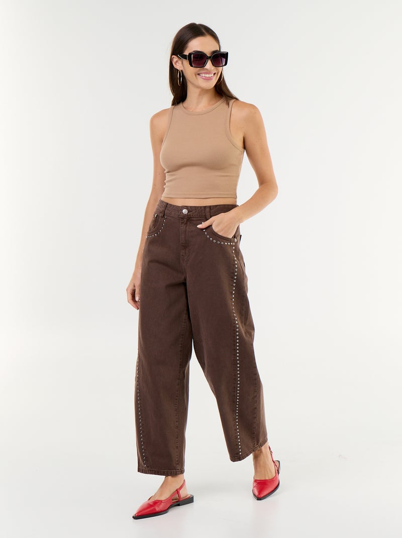 Top corto sin mangas Beige - Kiabi