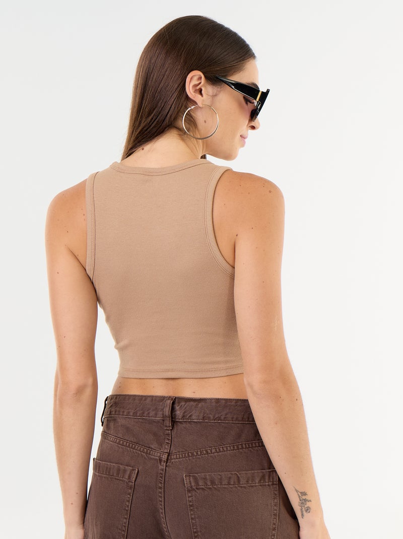 Top corto sin mangas Beige - Kiabi