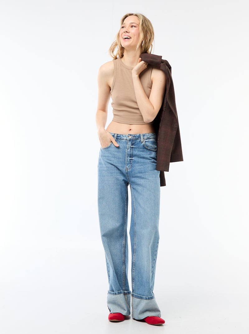 Top corto sin mangas Beige - Kiabi